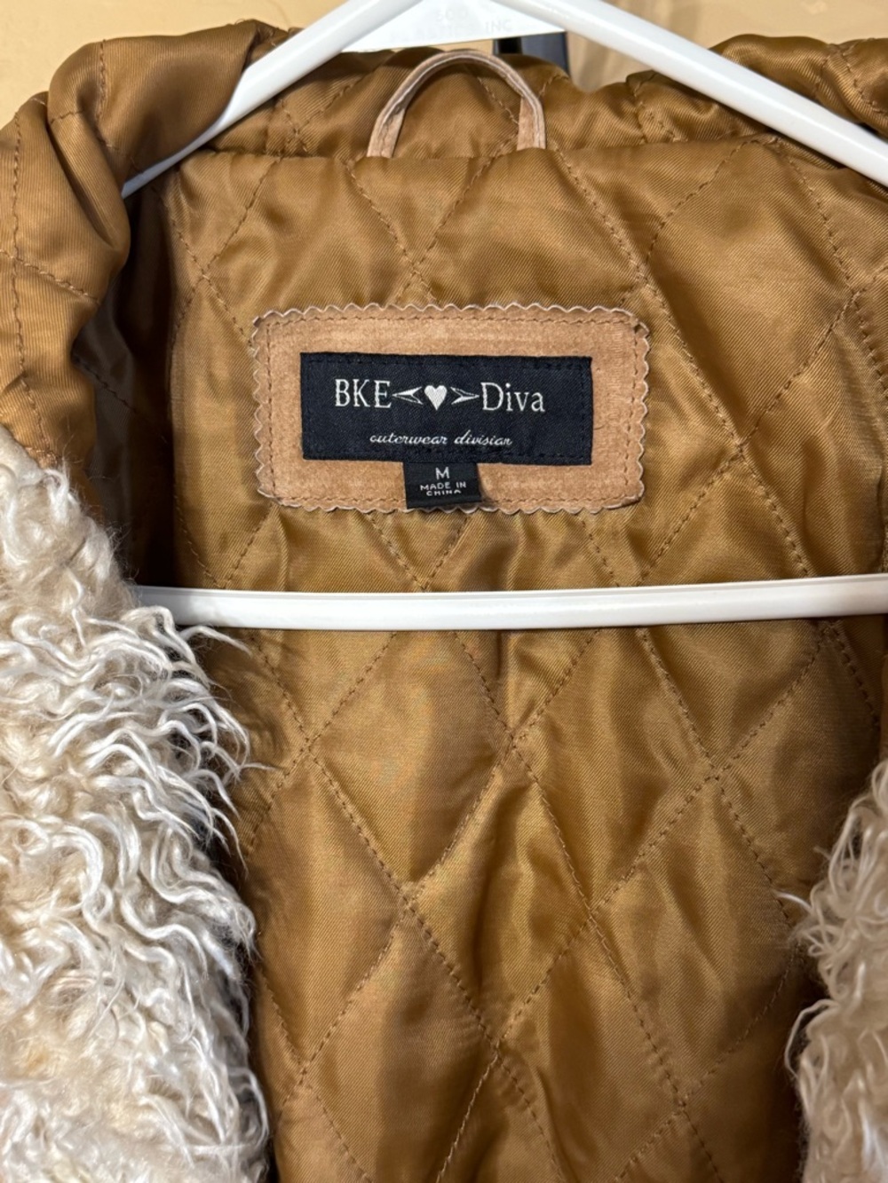 BKE Diva Beige Suede Sherpa Trim Jacket - Picture 5 of 6